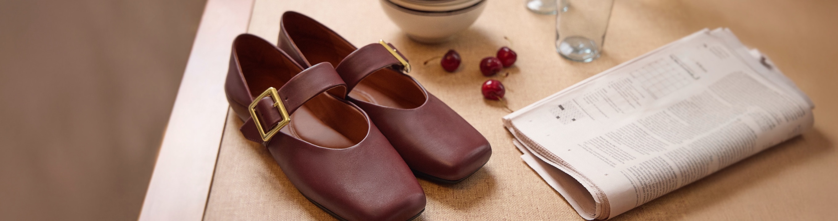 the oakes mary jane flat in bordo red leather