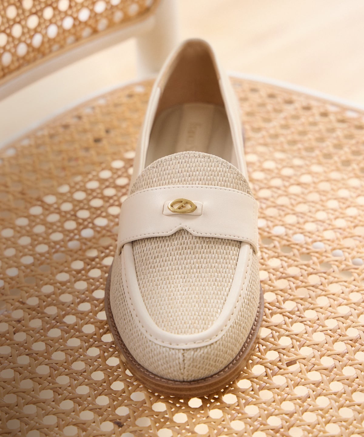 the stellan loafer in beige woven fabric