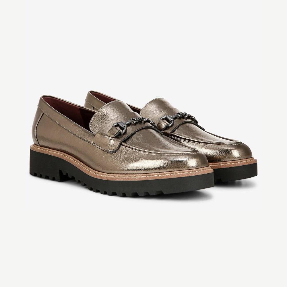 Franco Sarto Women s Colette Almond Toe Lug Sole Loafers Brown 8.5