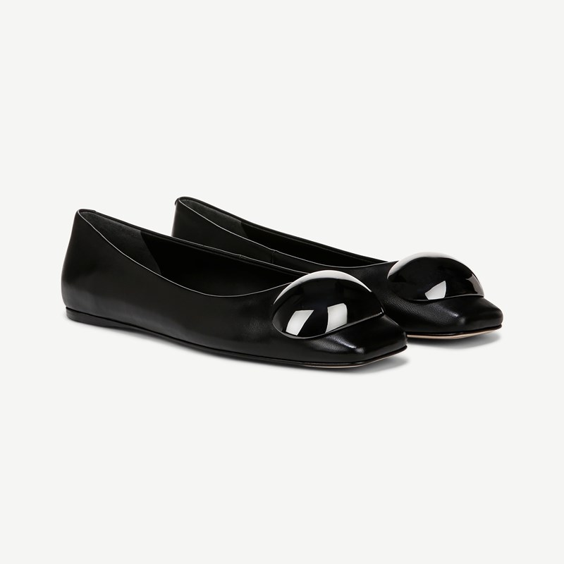 Sarto By Franco Sarto Sarto Flexa Amaya Ballet Flat Shoes (Black Leather) 6.0 M Slip On Fit, Square Toe, Slip-On Fit
