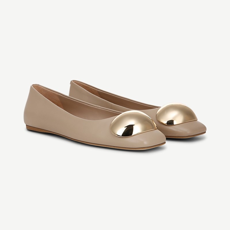 Sarto By Franco Sarto Sarto Flexa Amaya Ballet Flat Shoes (Oat Beige Leather) 9.0 M Slip On Fit, Square Toe, Slip-On Fit