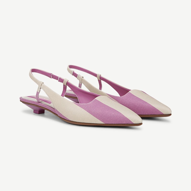 Franco Sarto Franco Palmira Slingback Shoes (Orchid Purple Stripe Fabric) 5.5 M Pointed Toe, Square Toe