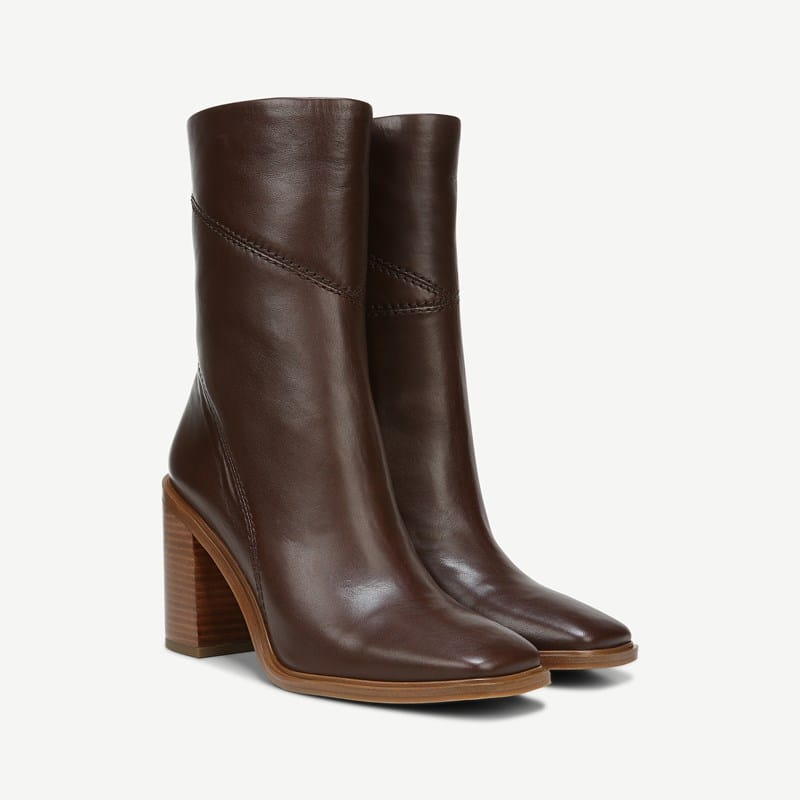 Franco Sarto Franco Stevie Wide Calf Boot (Dark Brown Leather) Square Toe