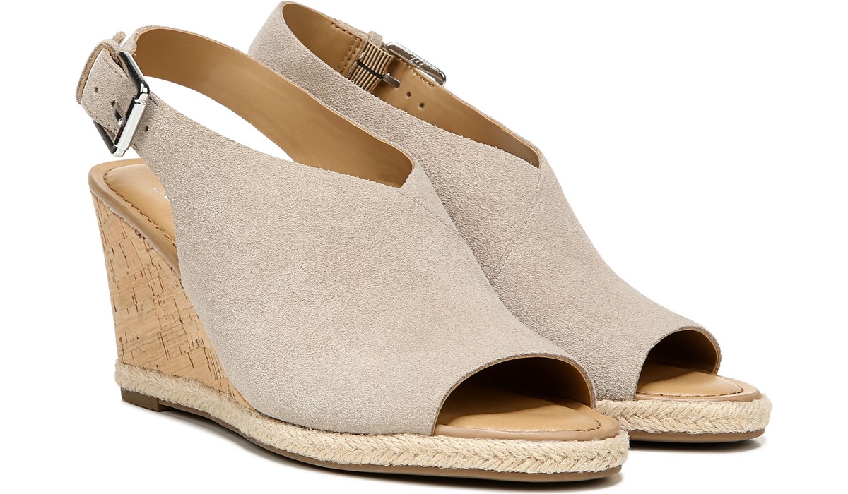 suede peep toe wedges