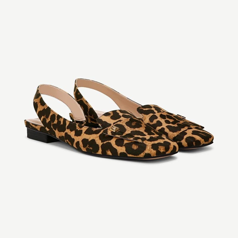 Franco Sarto Franco Teagan Slingback Shoes (Leopard Fabric) 5.5 M Square Toe