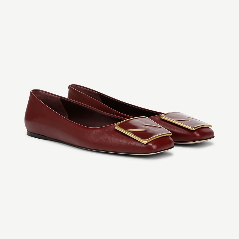 Sarto By Franco Sarto Sarto Flexa Amaya 3 Ballet Flat Shoes (Berry Red Leather) 8.5 M Slip On Fit, Square Toe, Slip-On Fit