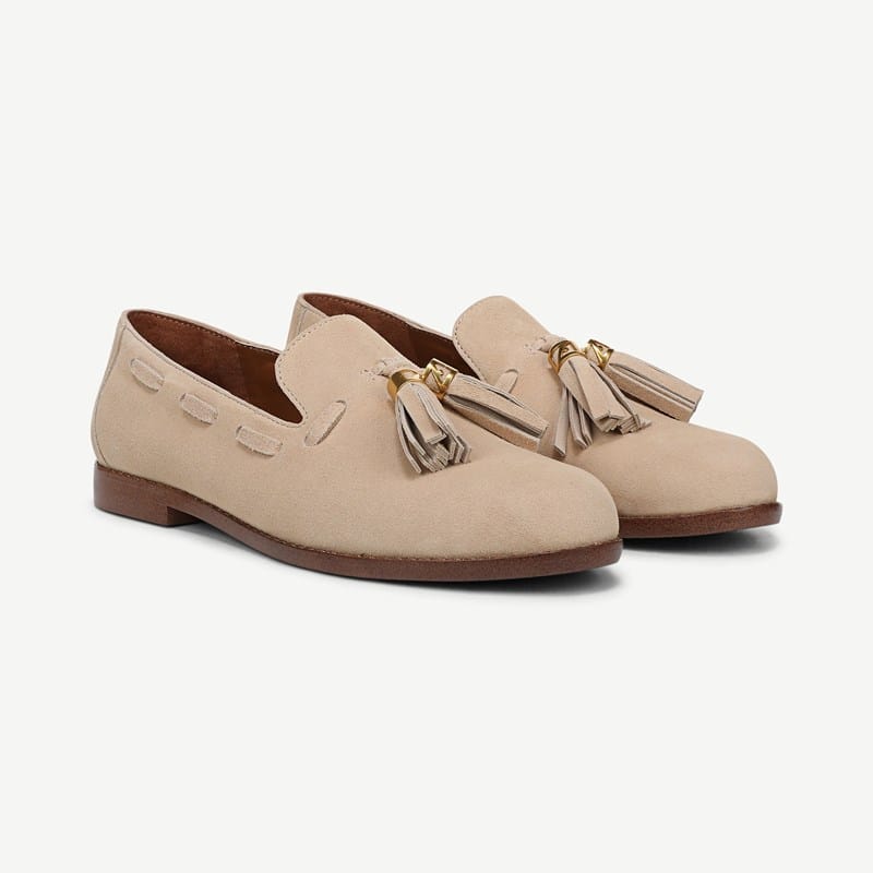 Franco Sarto Franco Hartlie Tassel Loafer (Desert Beige Suede) 5.5 M Slip On Fit, Round Toe, Slip-On Fit