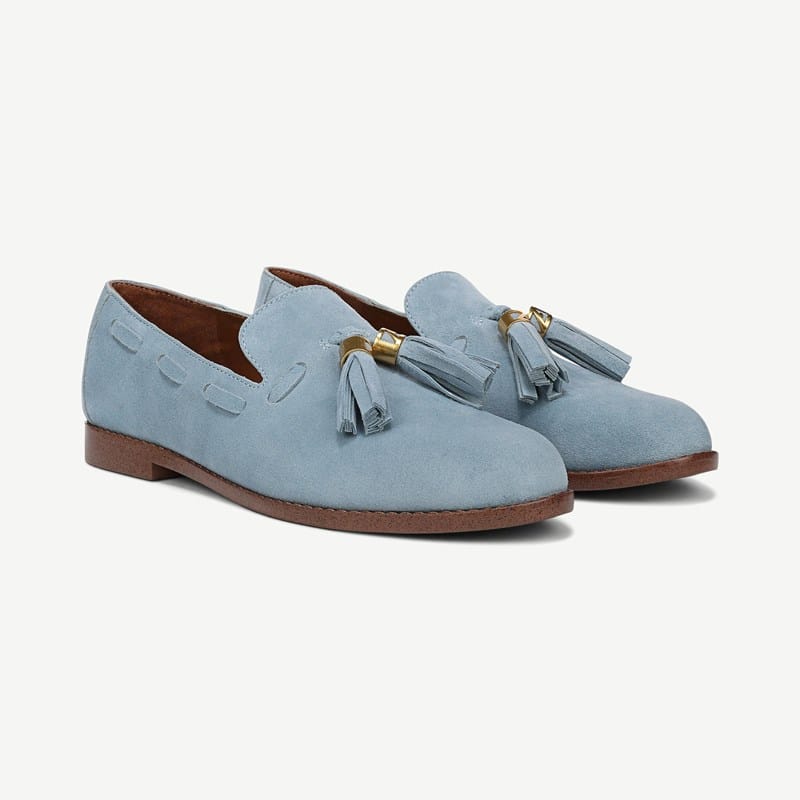 Franco Sarto Franco Hartlie Tassel Loafer (Denim Blue Suede) 8.5 M Slip On Fit, Round Toe, Slip-On Fit
