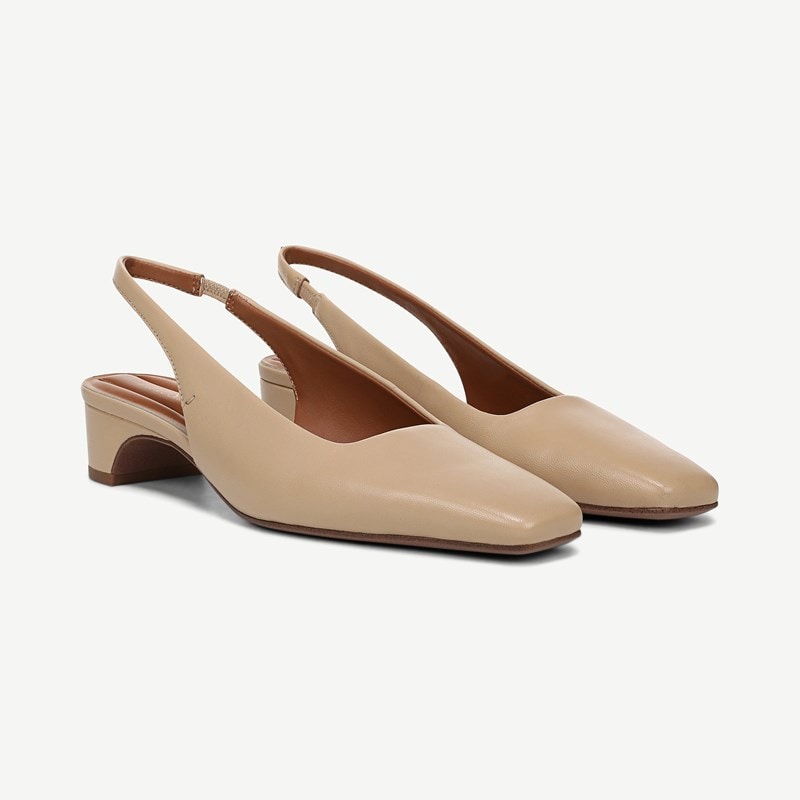 Franco Sarto Franco Lyanna Slingback Shoes (Mocha Beige Leather) 5.0 M Square Toe
