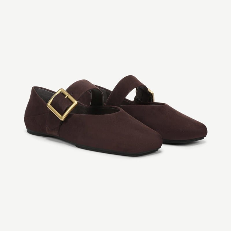 Franco Sarto Franco Oakes Mary Jane Shoes (Hickory Brown Suede) 13.0 M Square Toe, Buckle Closure