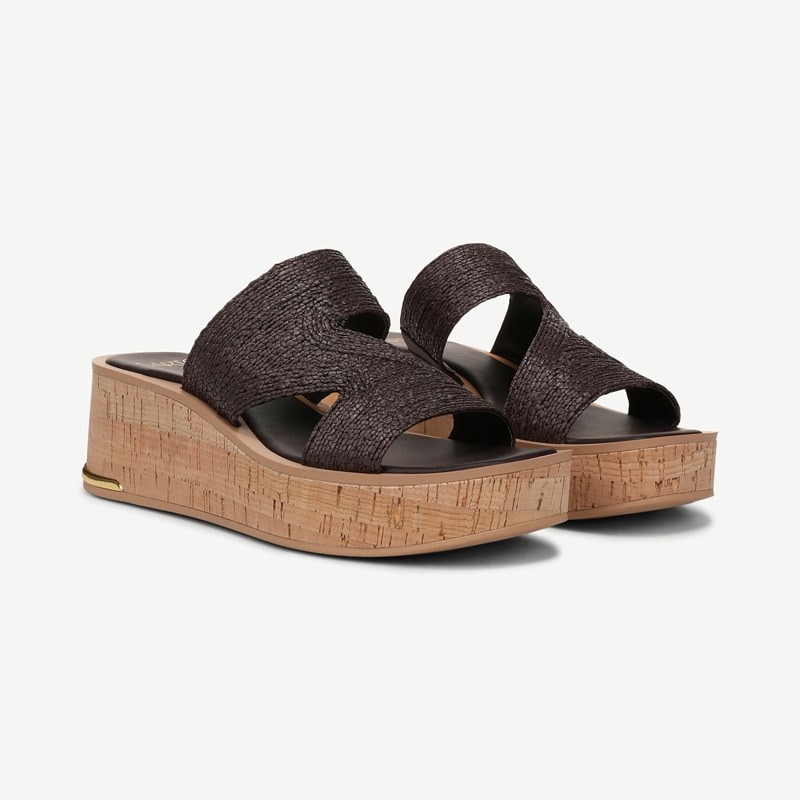 Sarto By Franco Sarto Shoes Sarto Tahani Platform Sandal (Espresso Brown Faux Raffia) 6.5 M Slip On Fit, Pointed Toe, Slip-On Fit, Wedge Heels