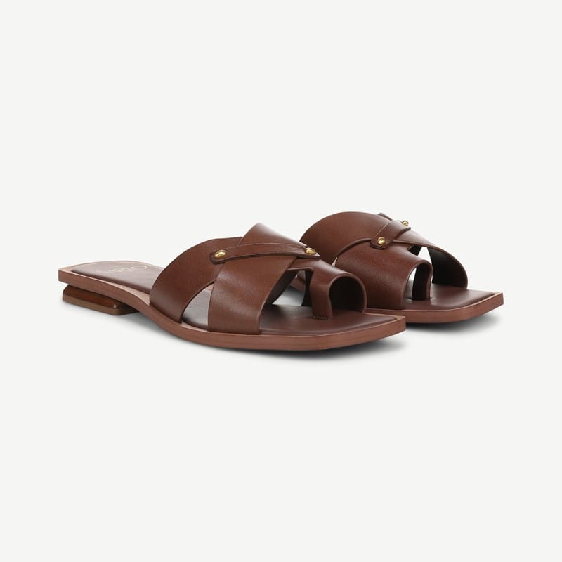 Sarto By Franco Sarto Shoes Sarto Etta Sandal (Coffee Bean Leather) 7.0 M Slip On Fit, Square Toe, Slip-On Fit