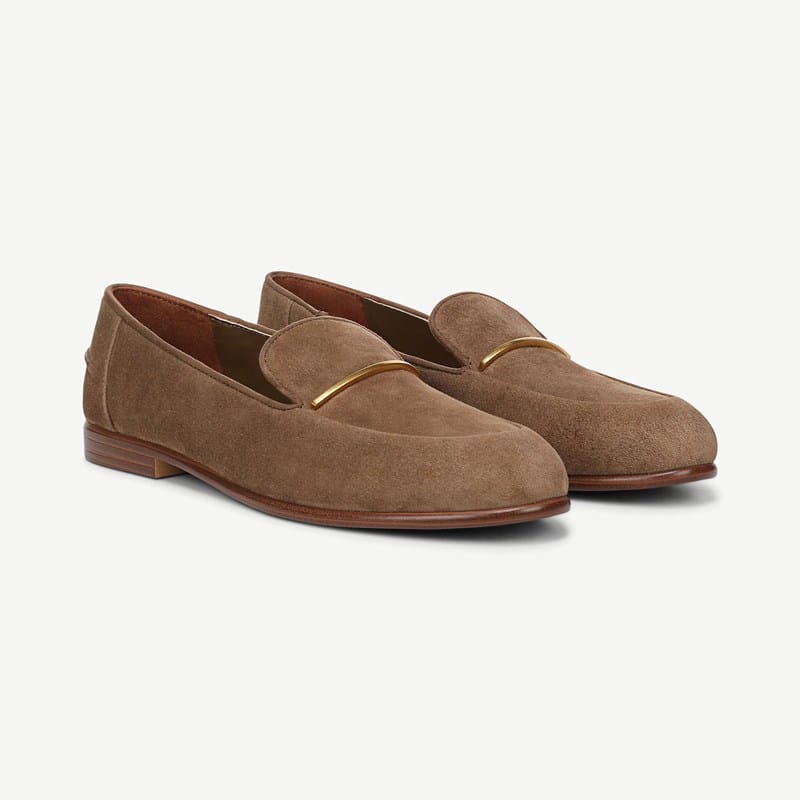 Franco Sarto Franco Mirabelle Loafer (Dark Taupe Suede) 7.0 W Almond Toe