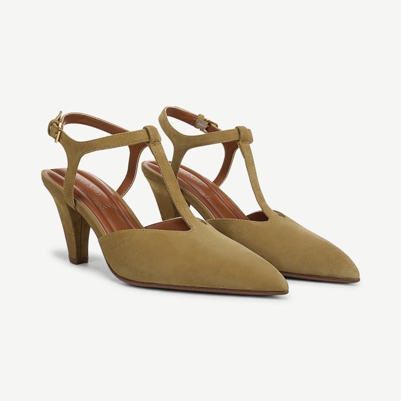 Franco Sarto Franco Ovett Pump (Moss Green Suede) 7.0 M Pointed Toe, Buckle Closure