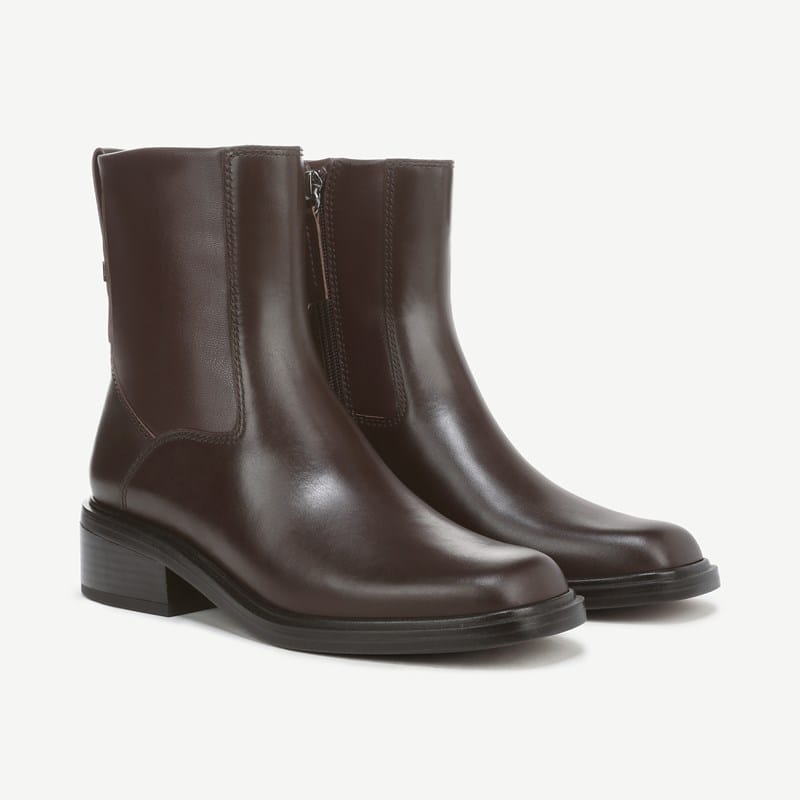 Franco Sarto Franco Gracely Ankle Boot (Castagno Brown Leather) 9.5 M Round Toe