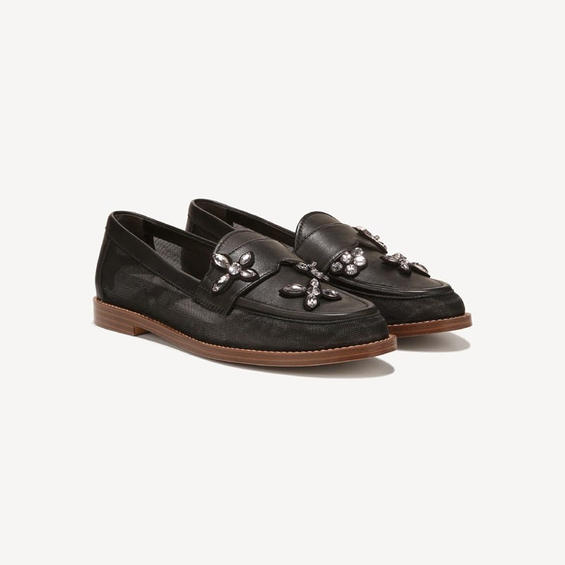 Franco Sarto Franco Stellan Loafer (Black Mesh/leather) 9.0 M Slip On Fit, Pointed Toe, Slip-On Fit