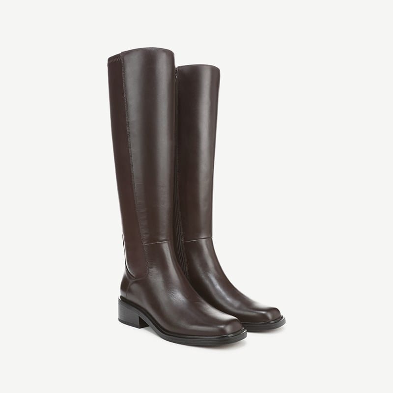 Franco Sarto Franco Gisella Wide Calf Knee High Boot (Castagno Brown Leather) 9.0 M Square Toe