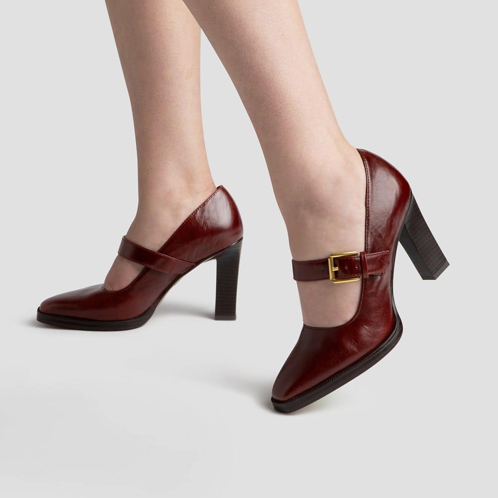 GENSHUO Mary Jane Pumps voor dames, 8 cm, stilettohak, kant, tenen