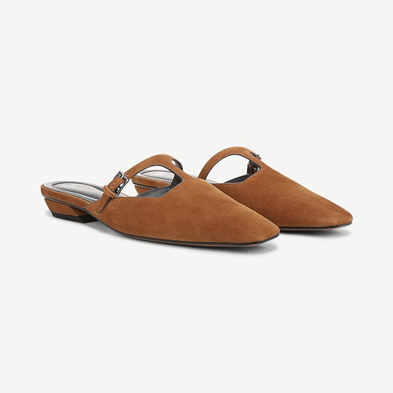 Sarto By Franco Sarto Sarto Dorthea Mule (Saddle Brown Suede) 10.0 M Slip On Fit, Square Toe, Slip-On Fit