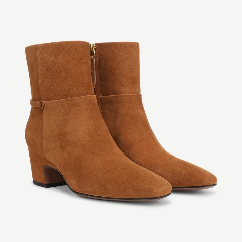 Franco Sarto Franco Saydie Ankle Boot (Saddle Brown Suede) 10.0 M Square Toe