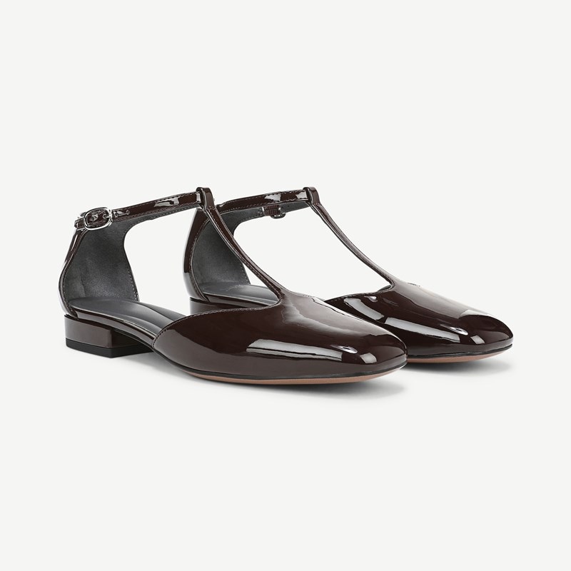 Sarto By Franco Sarto Sarto Delmira Flat Shoes (Hickory Brown Faux Leather) 7.0 M Round Toe, Buckle Closure