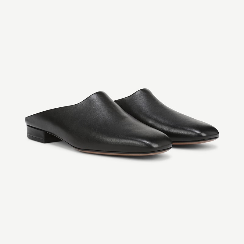 Franco Sarto Franco Daley Mule (Black Leather) 5.5 M Slip On Fit, Round Toe, Slip-On Fit