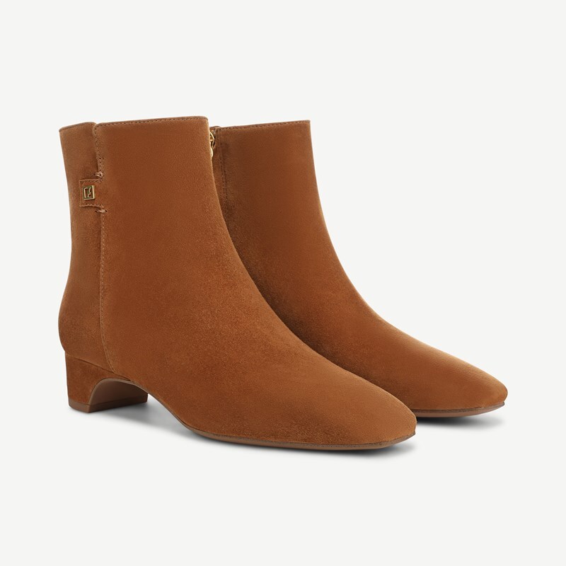Franco Sarto Franco Luella Ankle Boot (Saddle Tan Suede) 10.0 M Square Toe