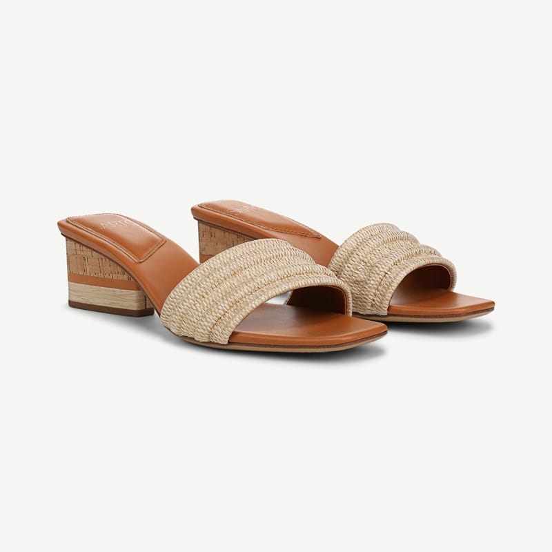 Sarto By Franco Sarto Shoes Sarto Waverly Heeled Dress Sandal (Natural Faux Raffia) 8.5 M Slip On Fit, Slip