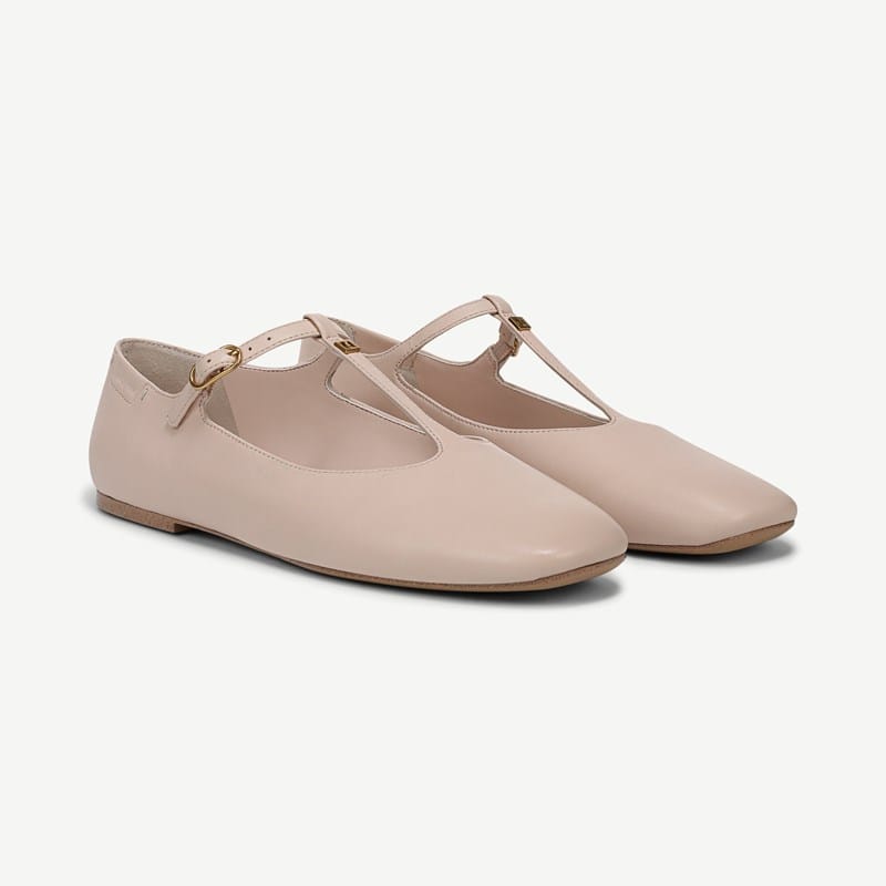 Franco Sarto Franco Marylee Mary Jane Flat Shoes (Soft Blush Faux Leather) 7.0 M Round Toe, Buckle Closure