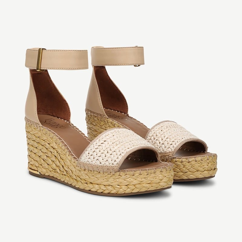 Franco Sarto Shoes Franco Clemens Espadrille Wedge Sandal (Natural Beige Raffia) 8.0 M Open Toe, Ankle Strap