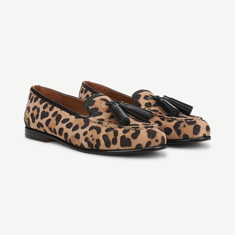 Sarto By Franco Sarto Sarto Minerva Tassel Loafer (Tan Leopard Print Suede) 6.5 M Round Toe