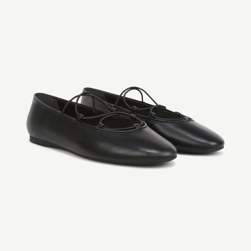Franco Sarto Franco Delira Ballet Flat Shoes (Black Leather) 7.0 M Slip On Fit, Round Toe, Slip