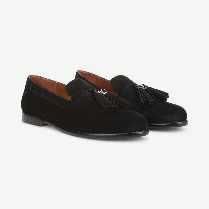 Franco Sarto Franco Hartlie Tassel Loafer (Black Suede) 7.5 M Slip On Fit, Round Toe, Slip-On Fit