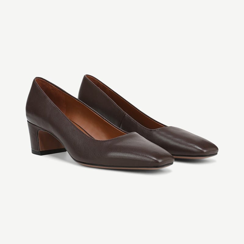Franco Sarto Franco Salino Pump (Chocolate Brown Leather) 11.0 M Slip On Fit, Square Toe, Slip-On Fit