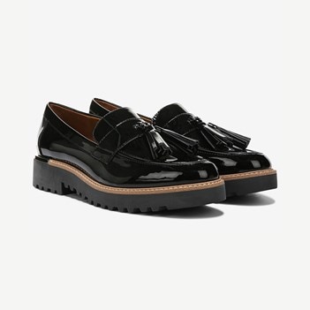 franco sarto black patent leather loafers