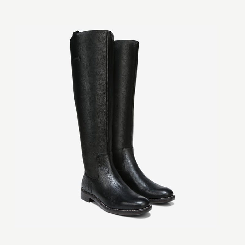 Franco Sarto Franco Meyer Knee High Boot (Black Leather) 6.0 M Almond Toe