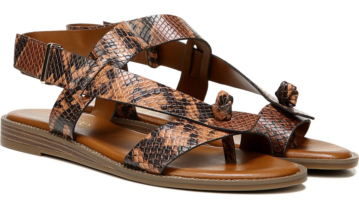 Franco Glenni Sandal in Brown Snake Print Faux Leather | Franco Sarto