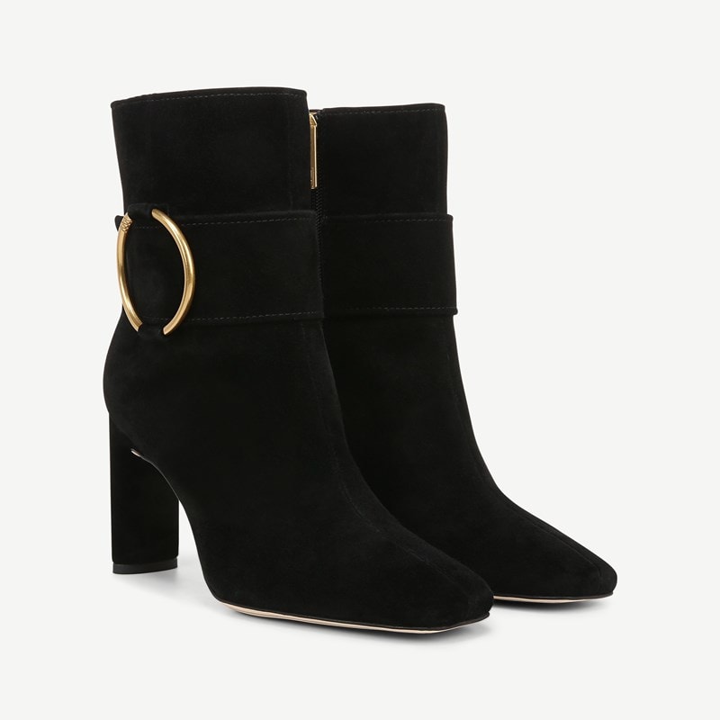 Sarto By Franco Sarto Sarto Flexa Elia Ankle Booties (Black Suede) 8.5 M Square Toe