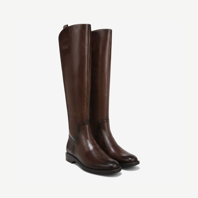 Franco Sarto Franco Meyer Knee High Boot (Dark Brown Leather) 6.0 M Almond Toe