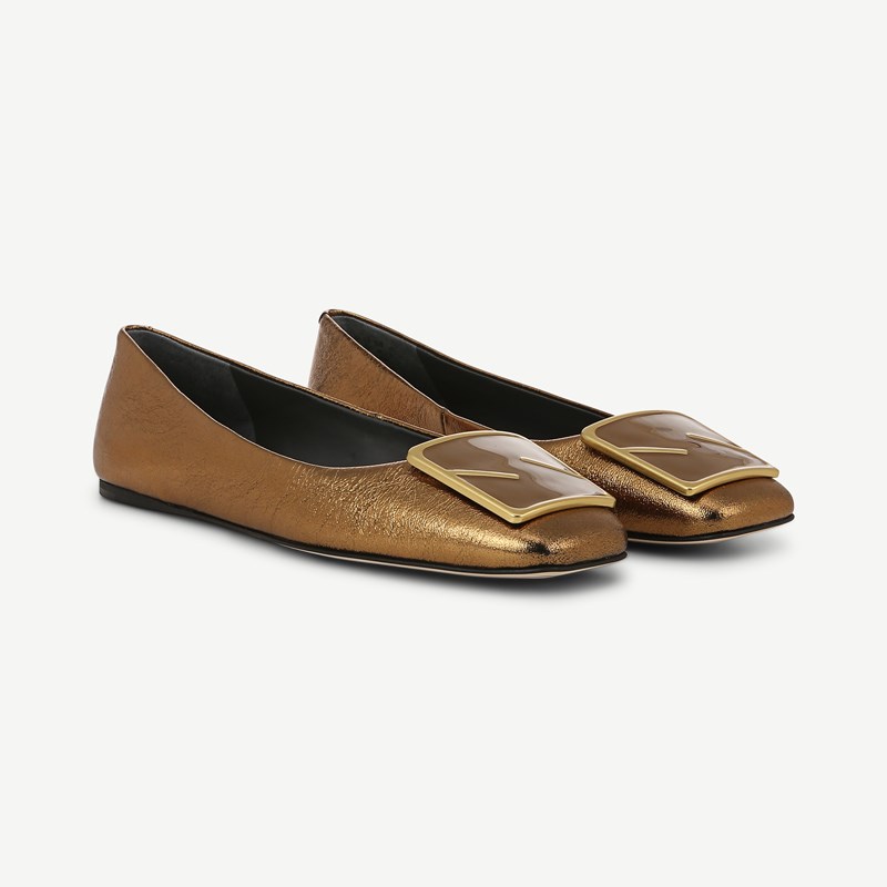 Sarto By Franco Sarto Sarto Flexa Amaya Ballet Flat Shoes (Bronze Leather) 5.0 M Slip On Fit, Square Toe, Slip-On Fit