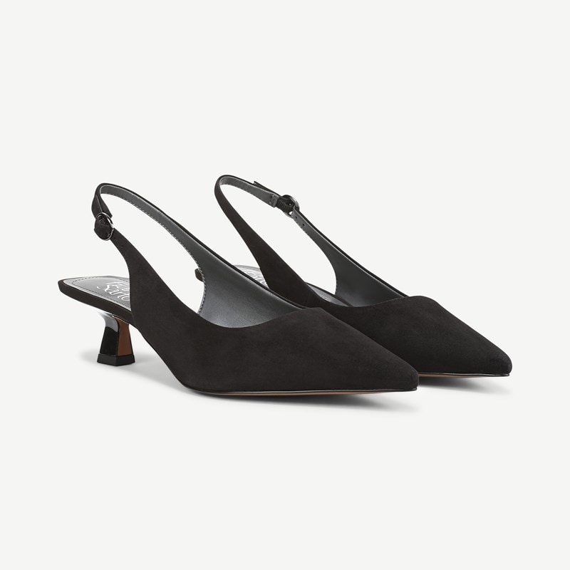 Franco Sarto Franco Jaden Slingback Shoes (Black Suede) 10.0 M Pointed Toe, Buckle Closure