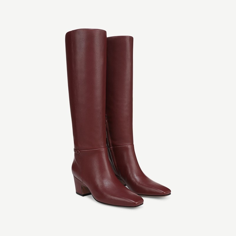 Franco Sarto Franco Sorelina Wide Calf Knee High Boot (Bordo Red Leather) 6.5 M Square Toe