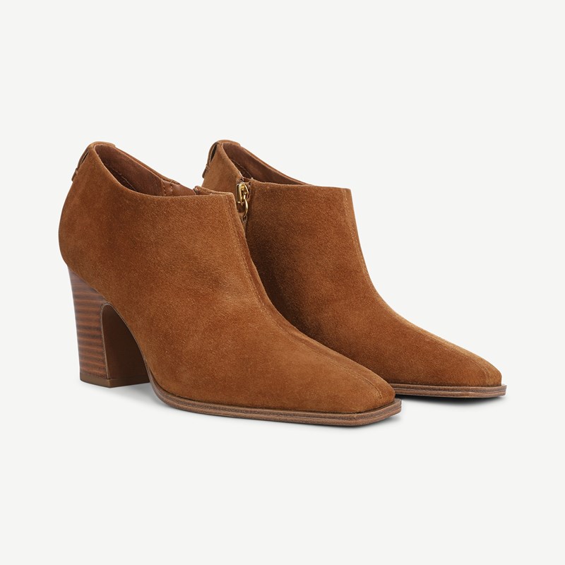 Sarto By Franco Sarto Sarto Jude Booties (Saddle Brown Suede) 7.5 M Square Toe