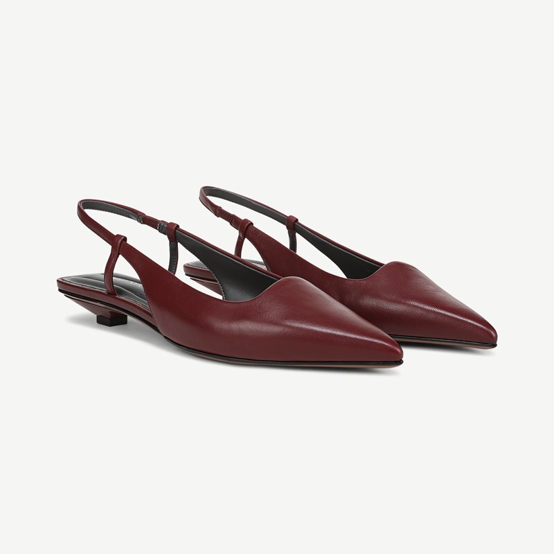 Franco Sarto Franco Palmira Slingback Shoes (Bordo Red Leather) 10.0 M Pointed Toe, Square Toe