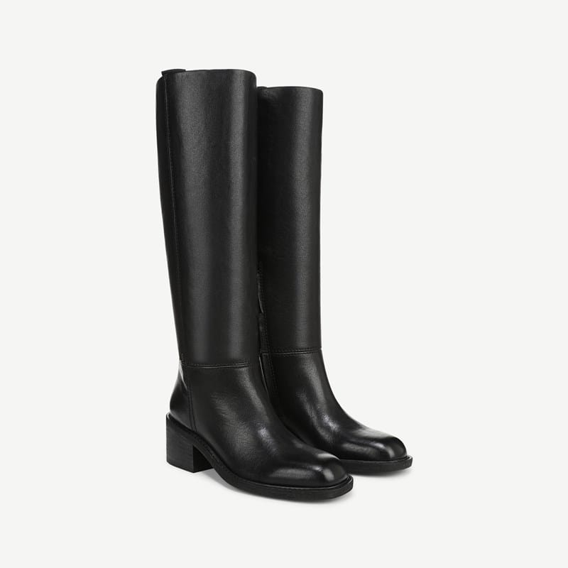 Franco Sarto Franco Niva Wide Calf Knee High Boot (Black Leather) Round Toe