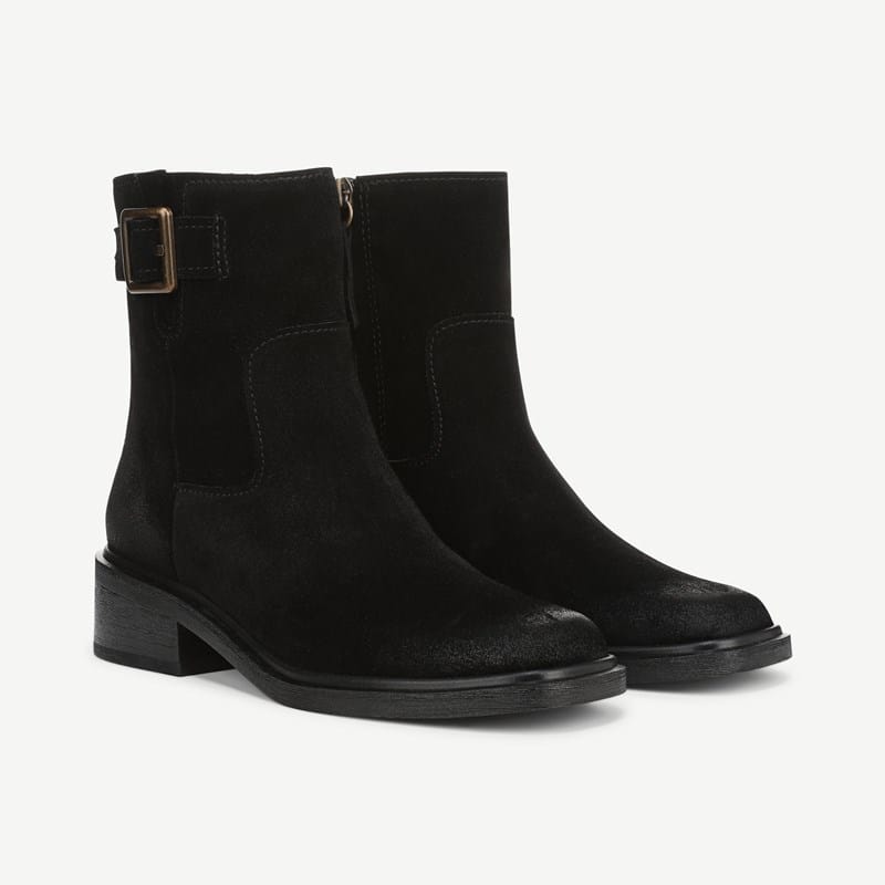 Franco Sarto Franco Gillian Ankle Boot (Black Suede) 7.5 M Round Toe
