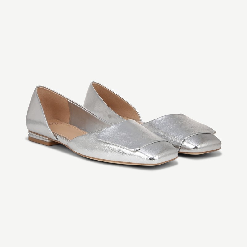 Sarto By Franco Sarto Sarto Tracy Flat Shoes (Silver Faux Leather) 9.0 M Square Toe