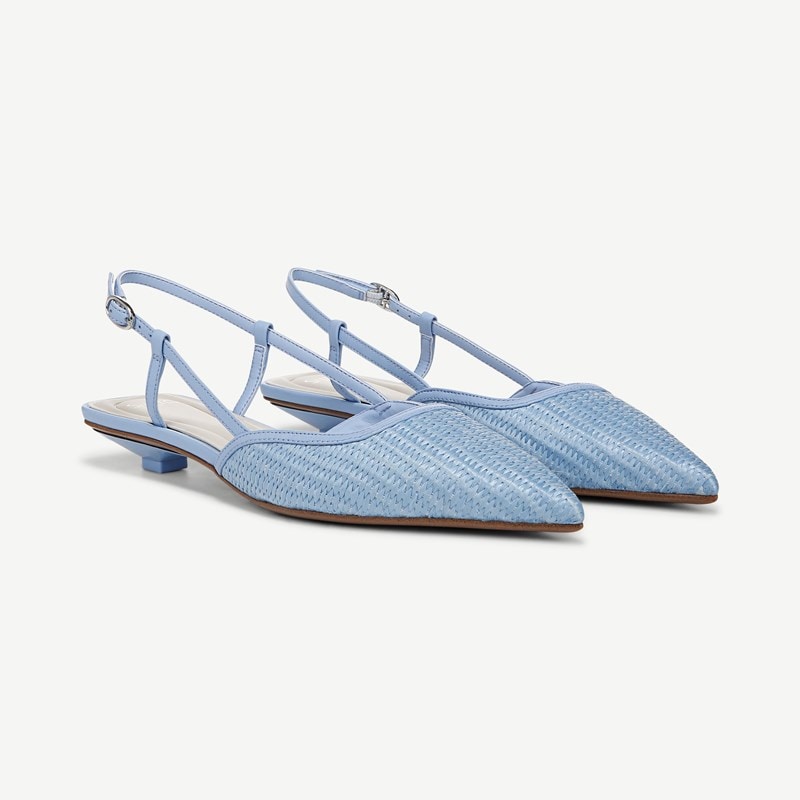 Sarto By Franco Sarto Sarto Pheby Slingback Shoes (Denim Blue Raffia) 6.0 M Pointed Toe, Buckle Closure