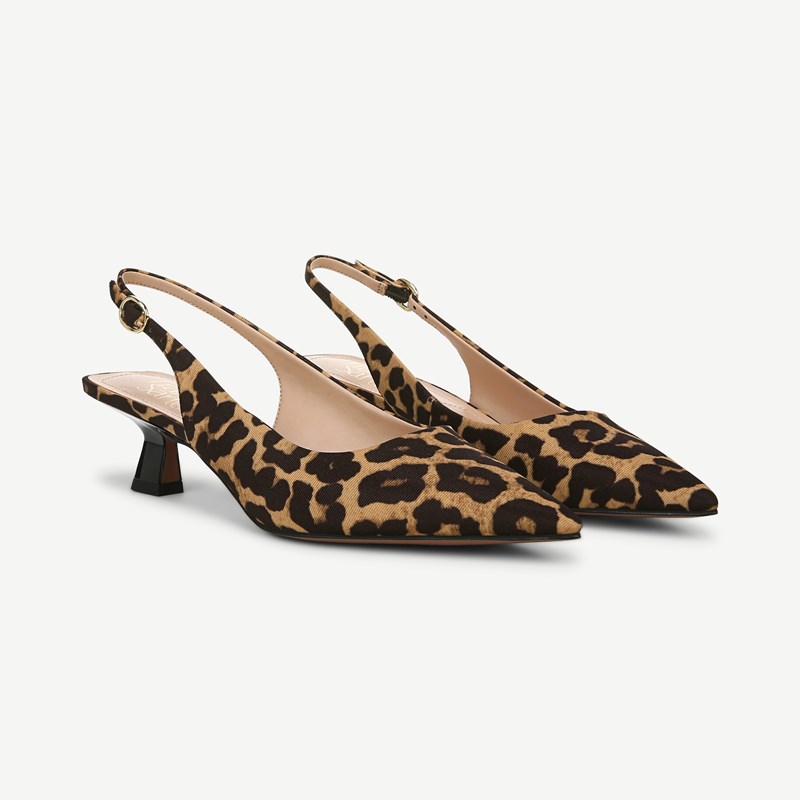 Franco Sarto Franco Jaden Slingback Shoes (Leopard Print Fabric) 7.5 M Pointed Toe, Buckle Closure