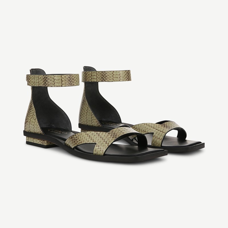 Franco Sarto Shoes Franco Elisa Sandal (Green Snake Print Faux Leather) 6.0 M Square Toe